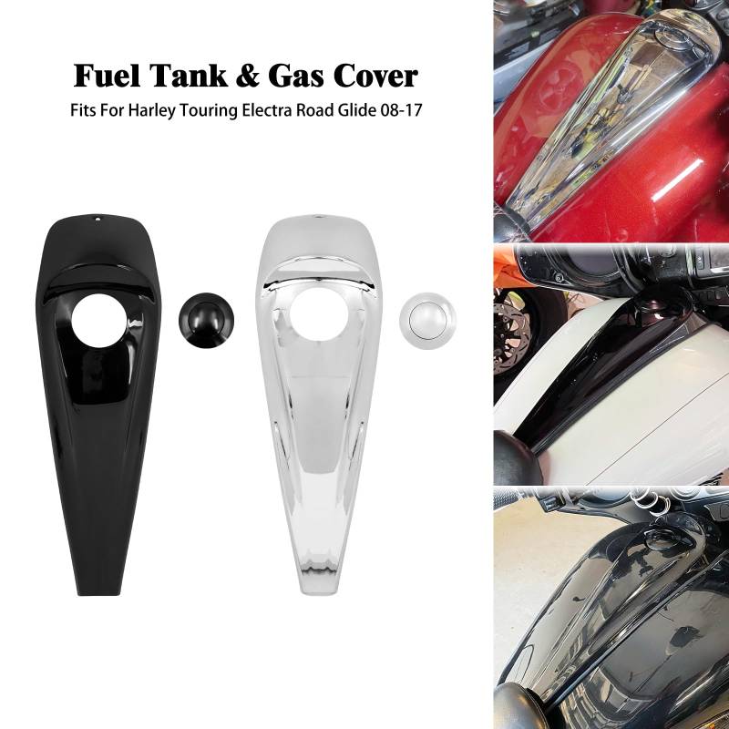 Motorcycle Gas Fuel Cap Motorrad Armaturenbrett Kraftstofftank Konsole Öl Tankdeckel Verkleidung Abdeckung/Fit for Harley Touring Street Electra Glide FLHTK FLHX 2008-2024(Chrome Cover) von Becwdvo