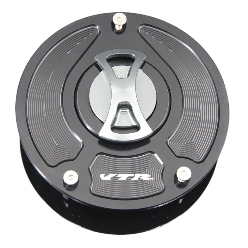 Motorcycle Gas Fuel Cap Schlüssellose Motorrad-Tankdeckelabdeckung/Passend for Honda VTR1000F Firestorm SuperHawk 1997-2017, VTR1000 SP-2 2000-2017(Gray with Logo) von Becwdvo