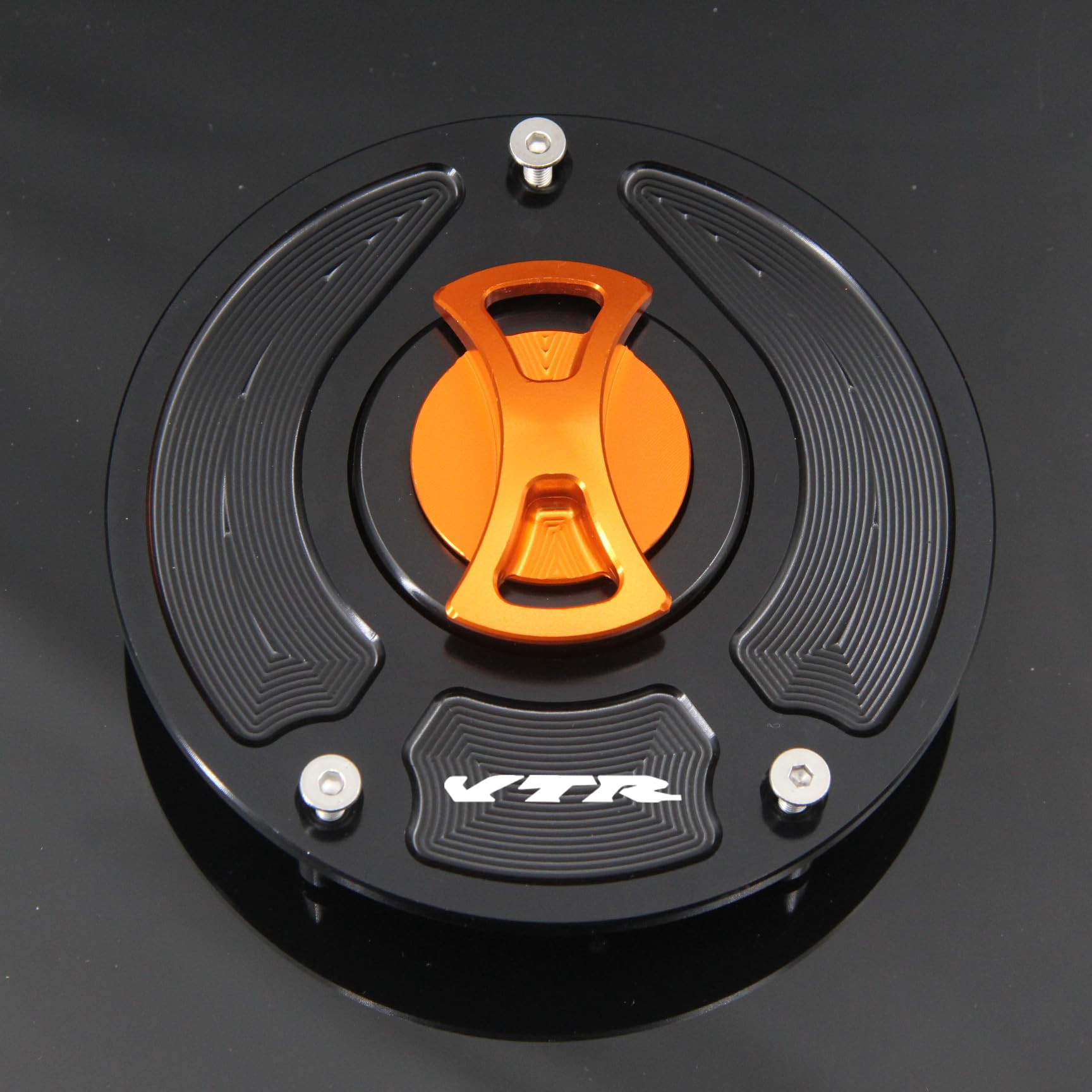 Motorcycle Gas Fuel Cap Schlüssellose Motorrad-Tankdeckelabdeckung/Passend for Honda VTR1000F Firestorm SuperHawk 1997-2017, VTR1000 SP-2 2000-2017(Orange with Logo) von Becwdvo