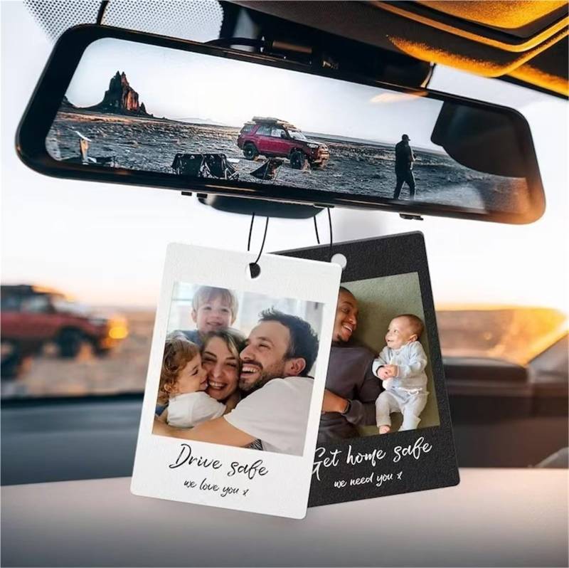 BedEuu Individuelles Auto-Rückspiegel-Hängeornament mit Foto und personalisiertem Text, Hunde- und Katzen-Foto-Anhänger für Auto von BedEuu