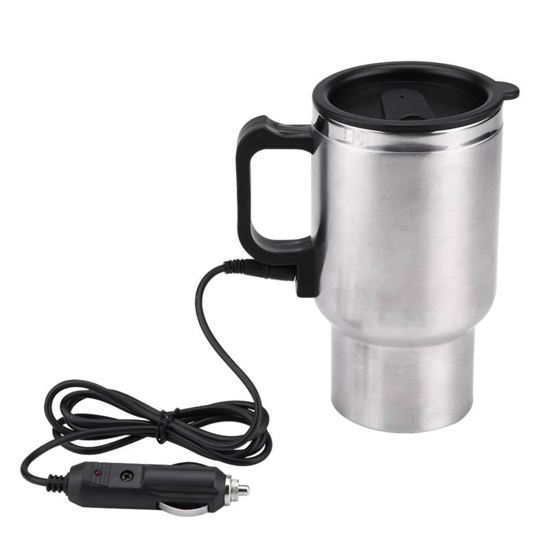 12V 450ml Auto-Heizbecher, Elektrischer Incar-Reise-Heizbecher aus Edelstahl, Reise-Heizbecher, Elektrischer Wasserkocher, Kaffee-Tee-Autobecher, Automobilelektronik von Bediffer