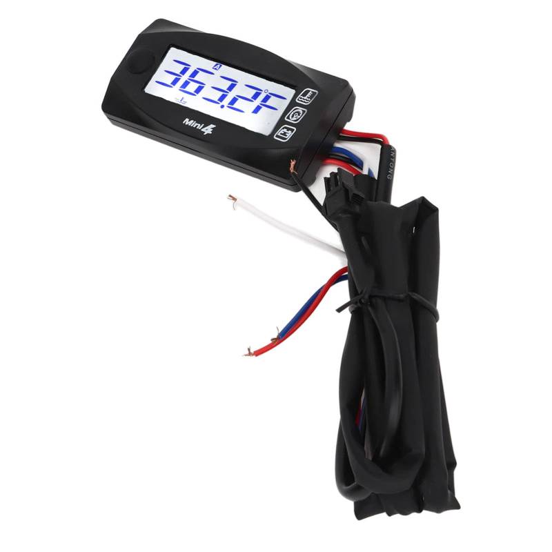 Bediffer Motorrad Thermometer Digital, Moto Zylinderkopf Temperatur Spannung Zeit RPM 4 in 1 Motorrad Thermometer LCD Digital Meter DC12V mit Zündkerze(0.55in) von Bediffer