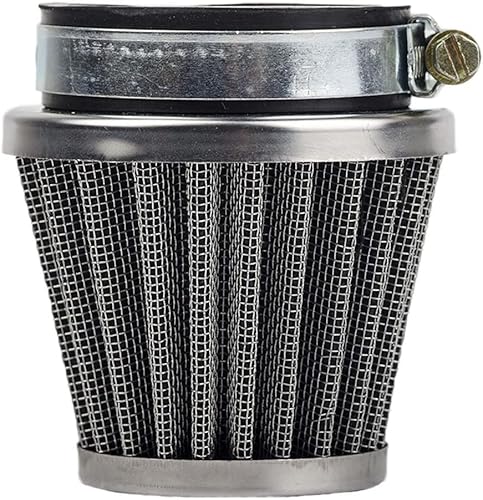 Carkio- Luftfilter, 50 mm, für 50 cc-110cc Motorräder, ATV Dirt Pit Bikes, Go Karts, ovaler, silberfarbener Ansaugtrichter mit Anschlussklemme von Carkio