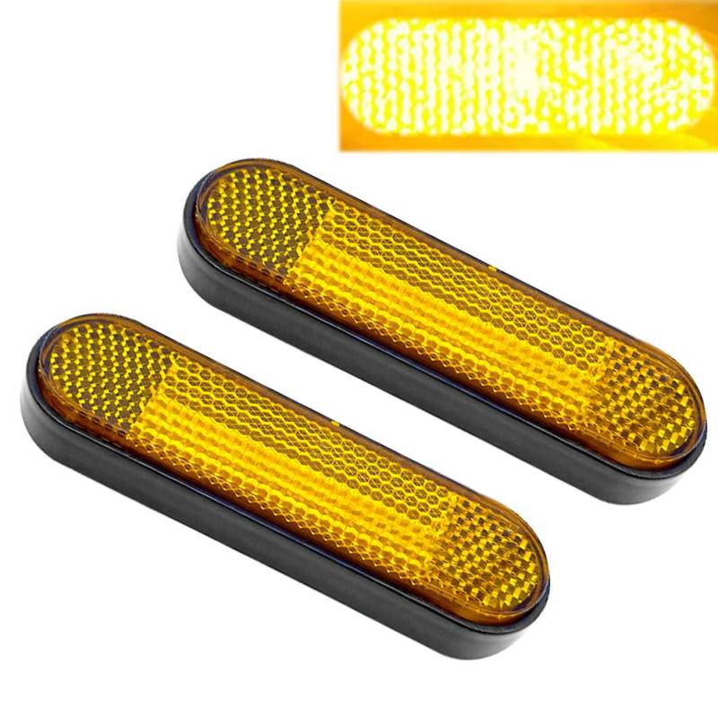 Begonia Gabel Rechteckiger Reflektor, Gelb, 100 x 28 x 13mm, Reflektor für Motorrad, Fahrrad, Multifunktionsroller von Begonia