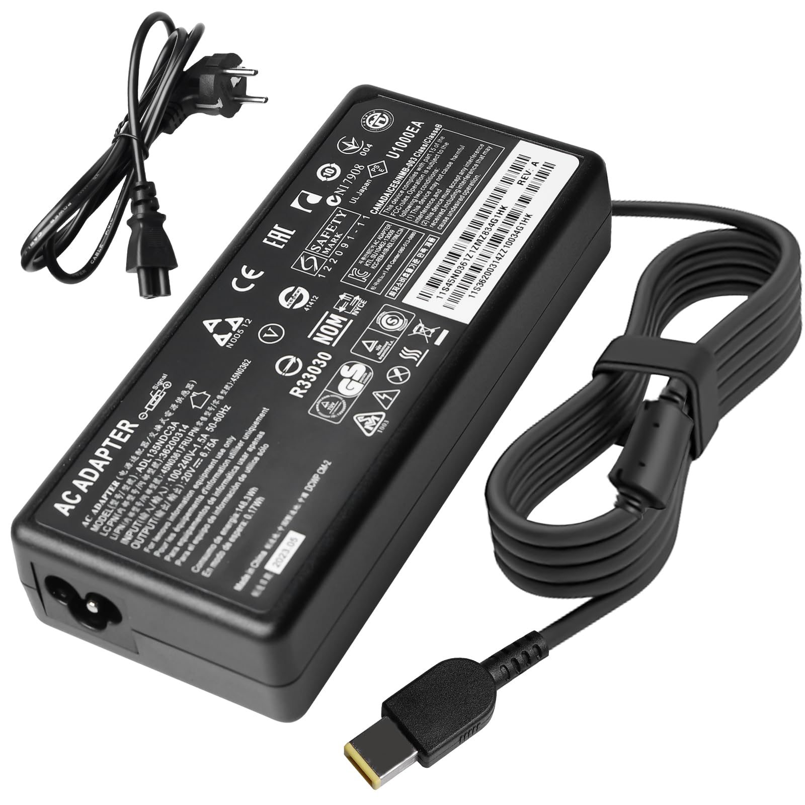 135W Netzteil Ladekabel für Lenovo, 135W Spannungswandler AC 20 Volt Netzteil Power Adapter, 6.74A Adapter Laptop Ladegerät für MacBook Lenovo Dell HP Asus Huawei Xiaomi Samsung 135W Netzteil Ladekabel für Lenovo, 135W Spannungswandler AC 20 Volt Netzteil Power Adapter, 6.74A Adapter Laptop Ladegerät für MacBook Lenovo Dell HP Asus Huawei Xiaomi Samsung von Behogan