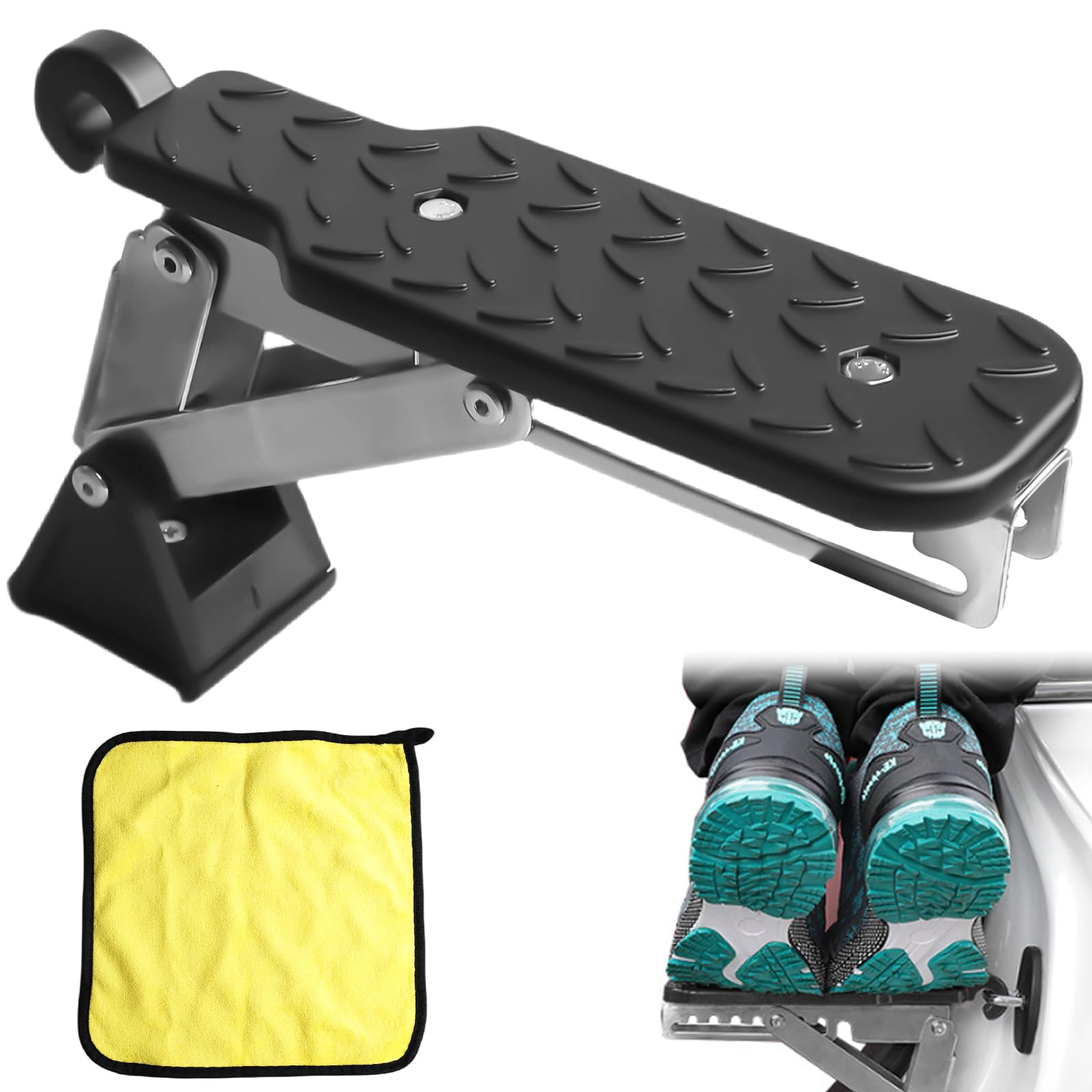 Auto Türstufe, Klappbarer Auto Türpedal Trittbretter mit Pufferkissen, Verstellbares Wohnmobiltrittstufen, Universal Car Door Step zum Autodach, 250kg Tragfähigkeit, für SUV, RV, LKW und Jeep von Behogan