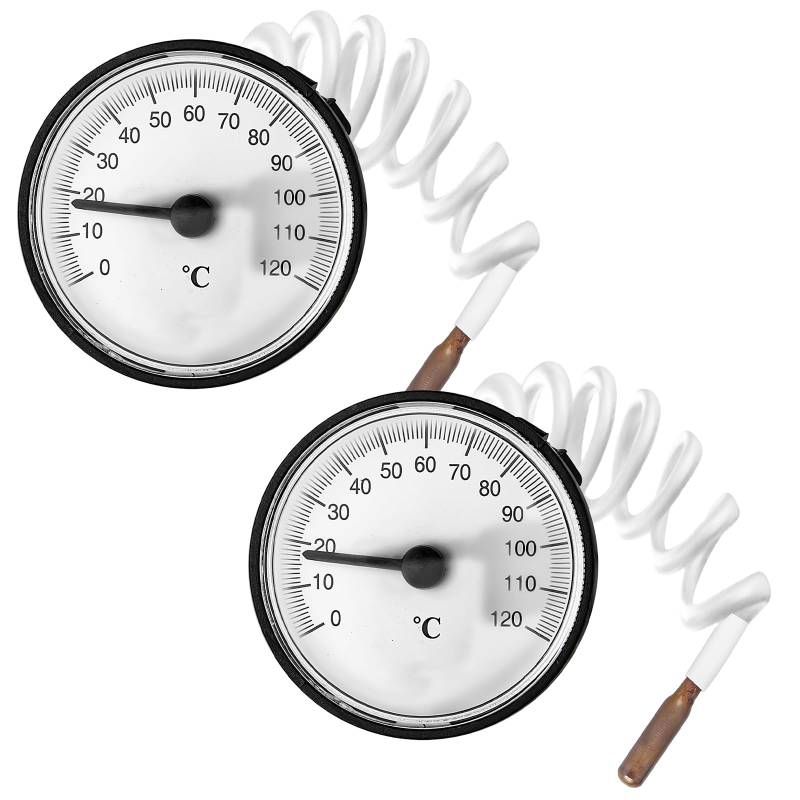 Kapillare Temperaturmessgerät, Kapillarthermometer Thermometer mit Fühler, Tragbares Temperaturmessgerät, Warmwasser Kapillarthermometer, Zum Messen Der Temperatur Von Gas Flüssigkeit, Dampf 0-120°C von Behogan