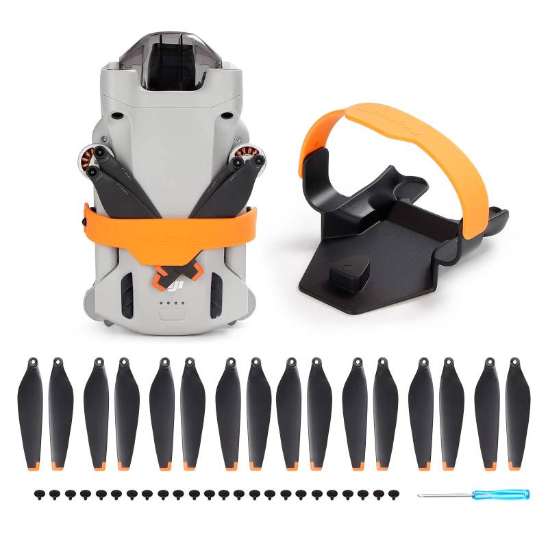 Mini 3 Pro Propeller-Halter + 16 Propeller-Paddelblätter für DJI Mini 3 Pro Zubehör (orange) von Behorse