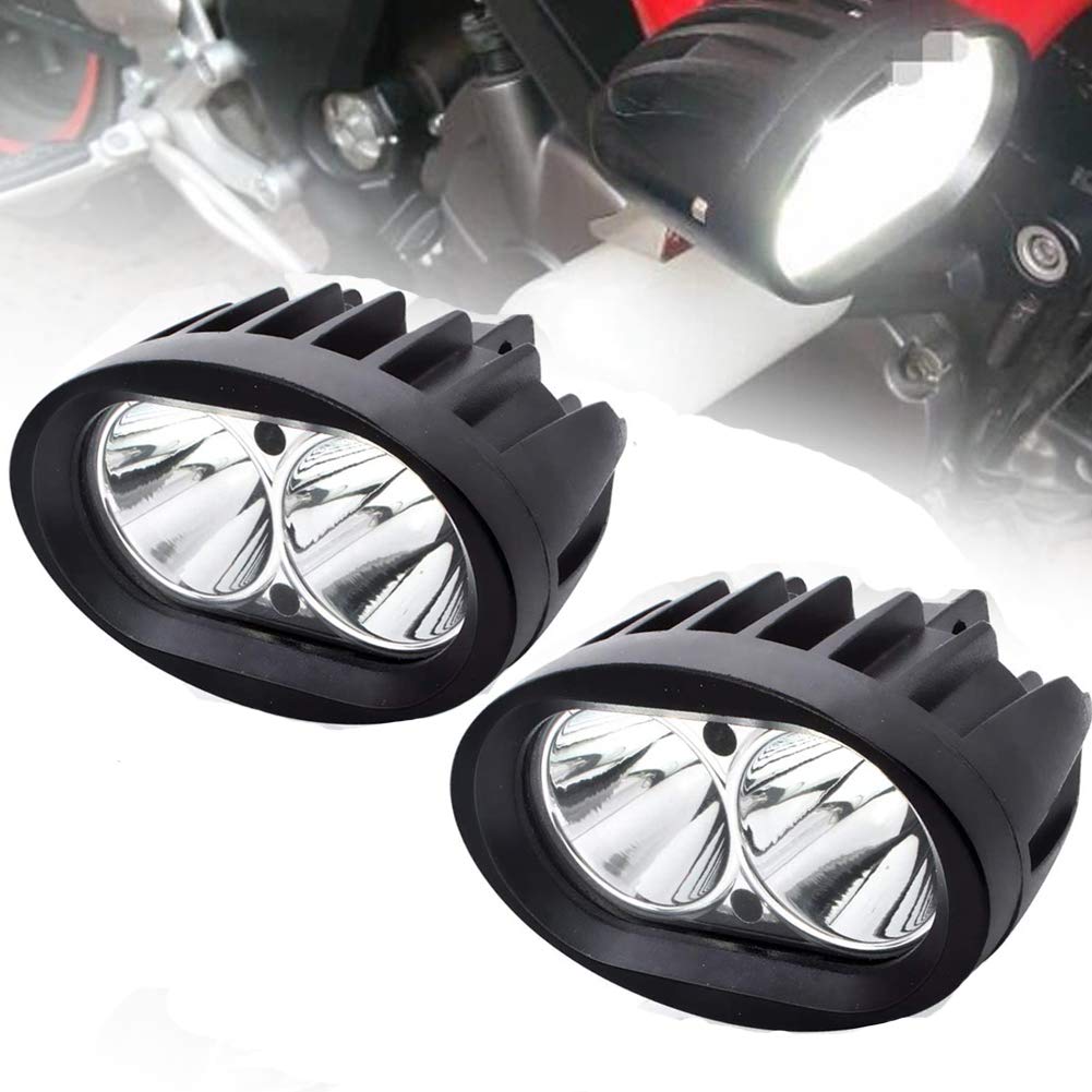 BeiLan 2Pcs Zusatzscheinwerfer Motorrad LED,Scheinwerfer Motorrad,Nebelscheinwerfer Motorrad Schwarz,LED Arbeitsscheinwerfer,Spotlicht Lampe 12V 24V 20W 1800LM Cree 6500K von BeiLan