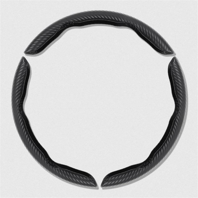 Lenkradschutz Autozubehör 2 3 STÜCKE 38 cm Universal Carbon Fiber Leder Auto Lenkradbezug Mahagoni Holzmaserung Rad Booster Abdeckung rutschfest(2PCS Black) von BeiZhengbhD