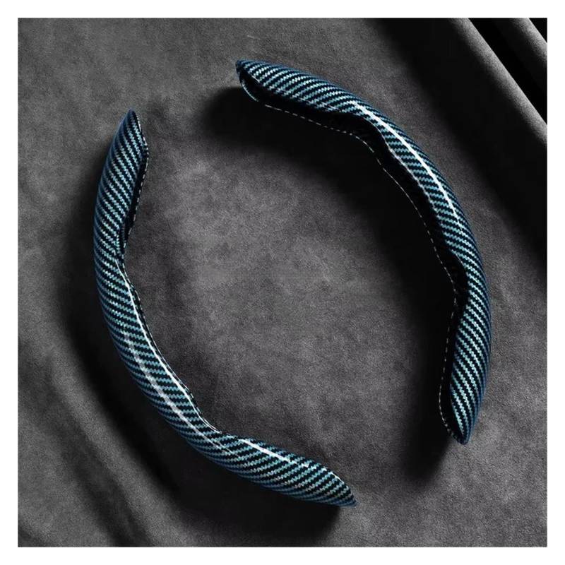 Lenkradschutz Autozubehör 2 Stücke Carbon Faser Silikon Auto Lenkrad Abdeckung rutschfeste Für Peugeot 206 308 307 207 208 3008 407 508 2008(Sky Blue) von BeiZhengbhD