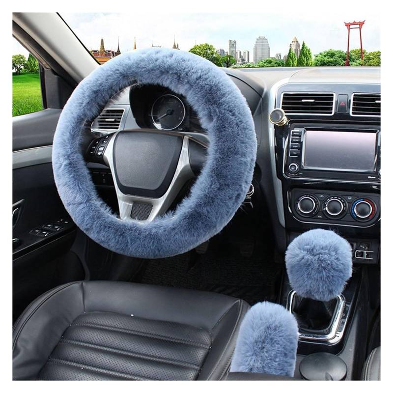Lenkradschutz Autozubehör Auto-Lenkradbezug Warm Für Den Winter Auto-Handbremsen-Schaltabdeckung Dreiteiliges Set Heizung Lenkrad 38 cm(Grey) von BeiZhengbhD