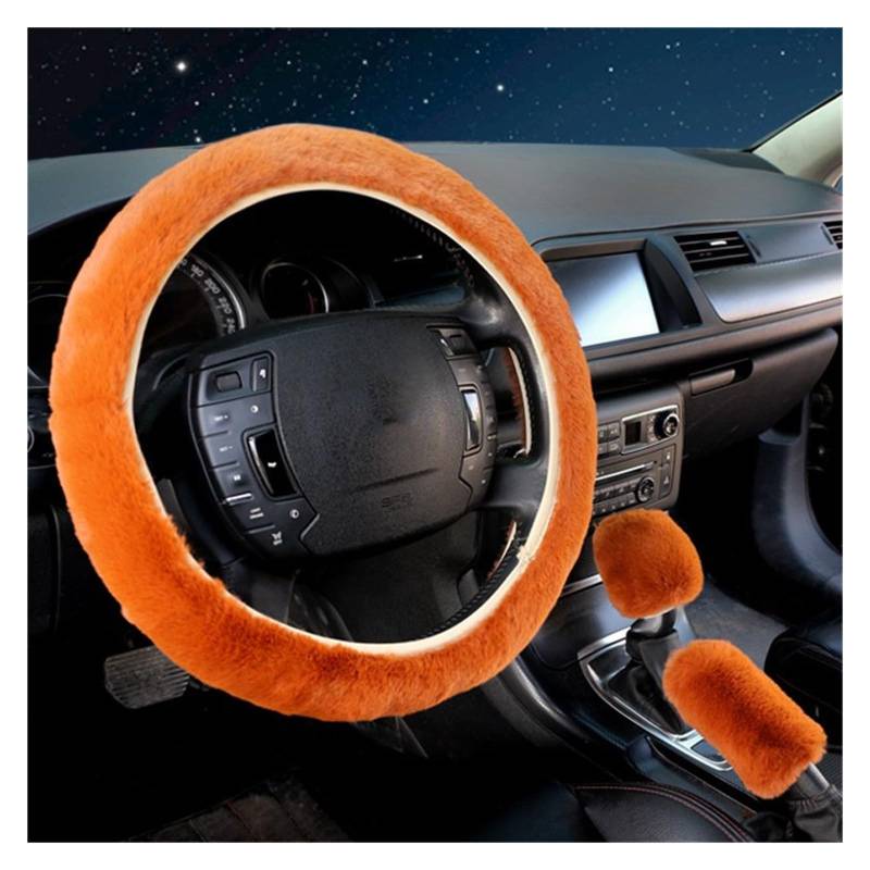 Lenkradschutz Autozubehör Auto-Lenkradbezug Warm Für Den Winter Auto-Handbremsen-Schaltabdeckung Dreiteiliges Set Heizung Lenkrad 38 cm(Khaki) von BeiZhengbhD