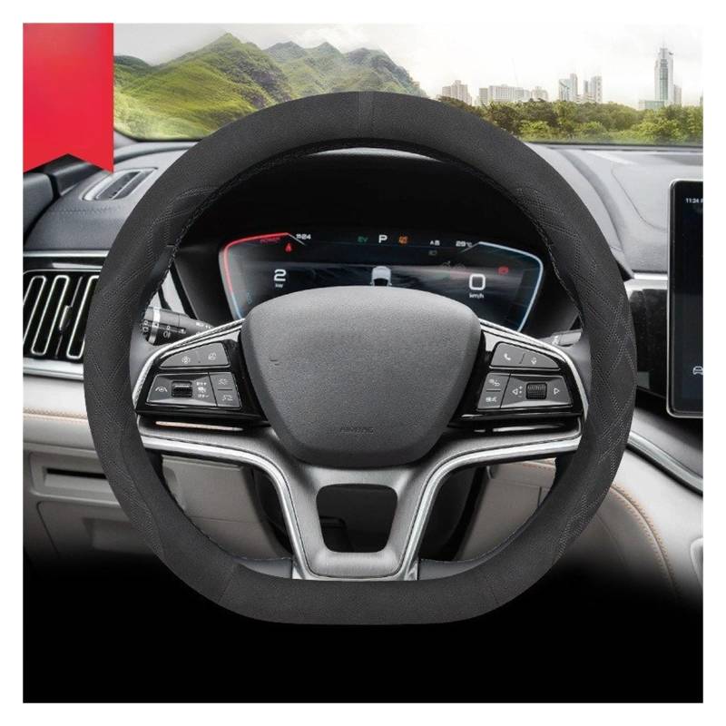Lenkradschutz Autozubehör D-Typ-Autolenkradabdeckung Für BYD Für Song Für Plus Für Für DM-I Seal U 2024 2025 2026(Suede Style 12) von BeiZhengbhD
