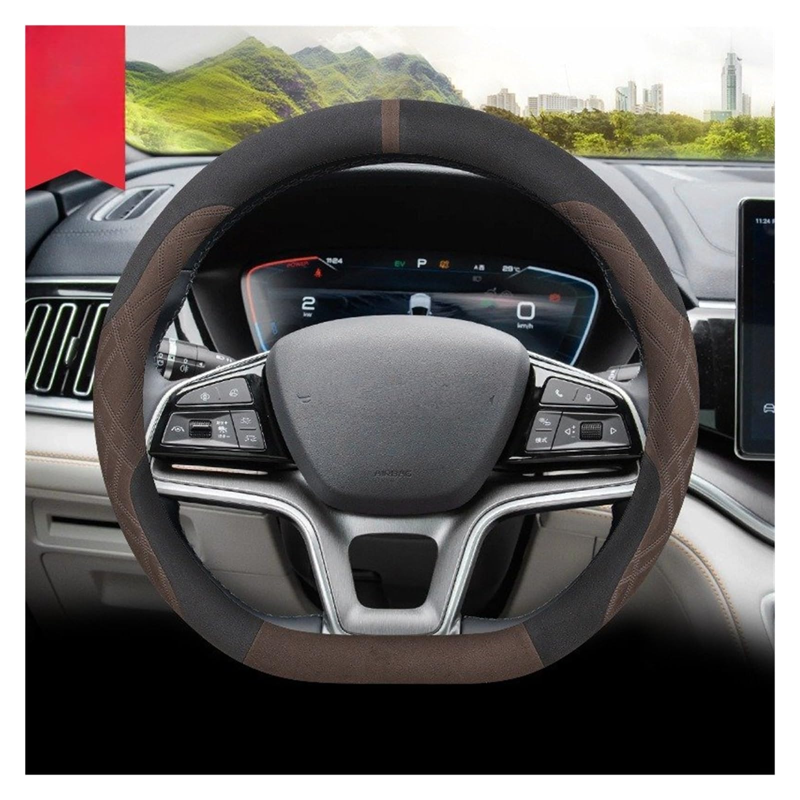 Lenkradschutz Autozubehör D-Typ-Autolenkradabdeckung Für BYD Für Song Für Plus Für Für DM-I Seal U 2024 2025 2026(Suede Style 6) von BeiZhengbhD