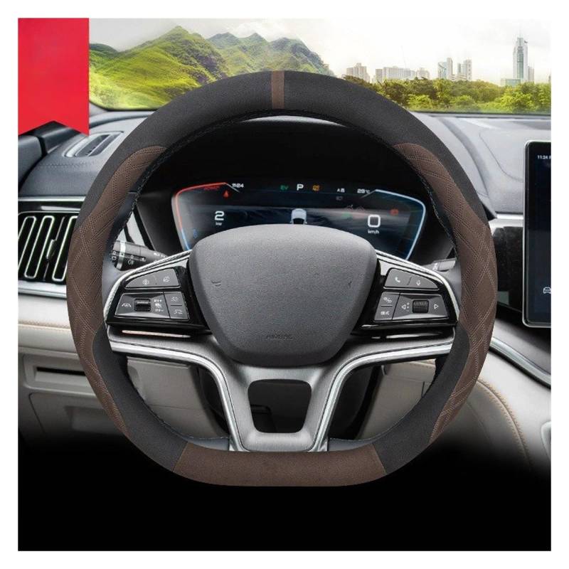 Lenkradschutz Autozubehör D-Typ-Autolenkradabdeckung Für BYD Für Song Für Plus Für Für DM-I Seal U 2024 2025 2026(Suede Style 6) von BeiZhengbhD