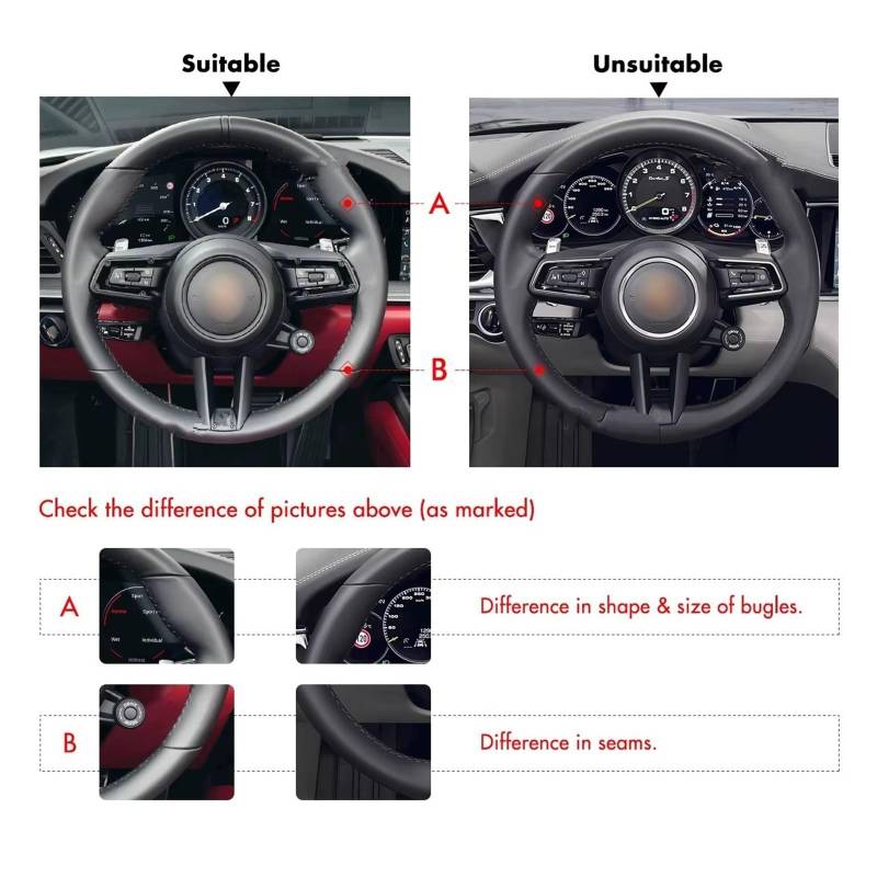 Lenkradschutz Autozubehör Für 911 992 Für Macan Für Panamera Für Taycan 2019 2020 2021-2022 2023 Schwarze Auto-Lenkradabdeckungs-Wraps von BeiZhengbhD