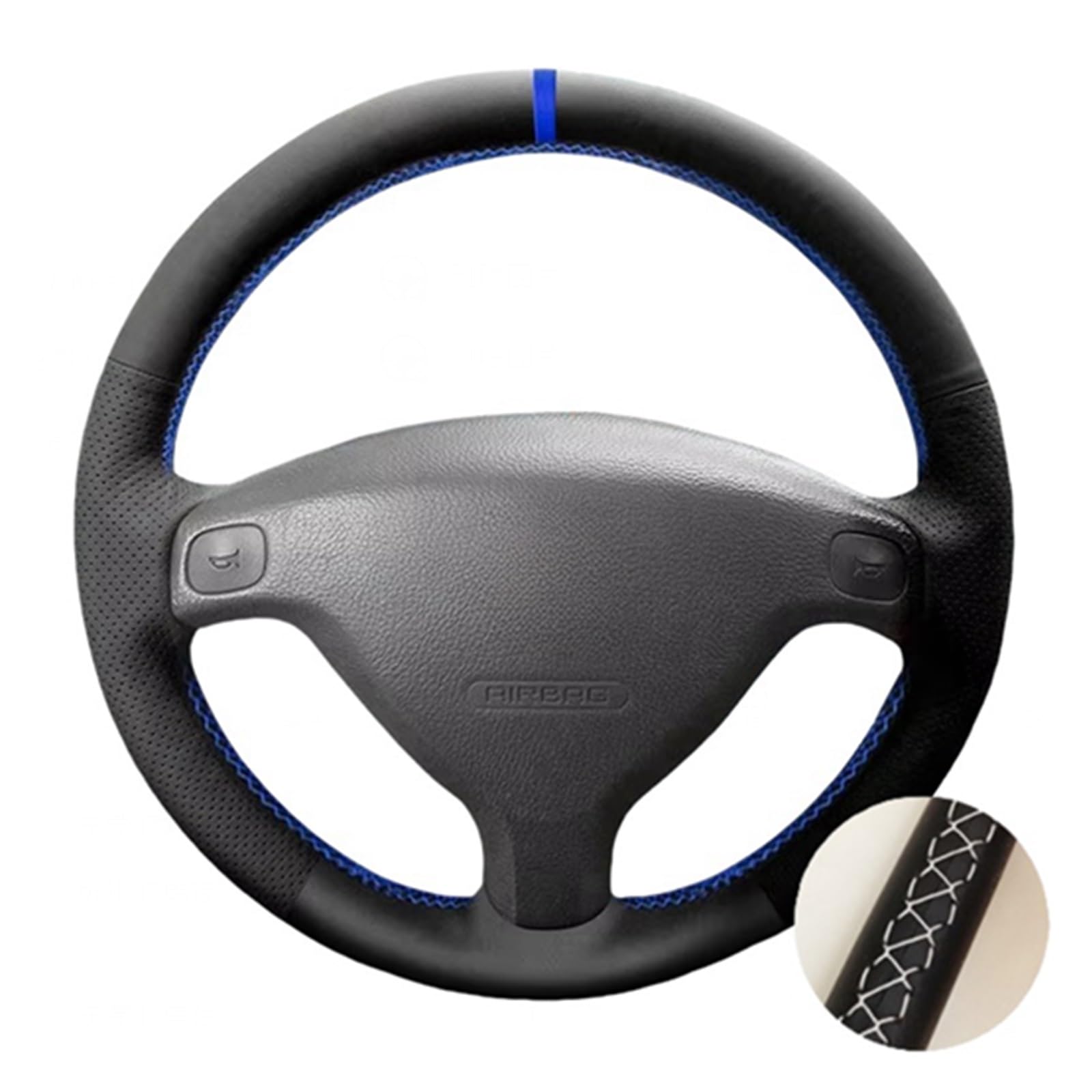 Lenkradschutz Autozubehör Für Buick Für Sail 1998 1999 2000 2001 2002 2003 2004 2005 2006 2007 Handgenähte Mikrofaser-Leder-Lenkradabdeckung(White Thread) von BeiZhengbhD