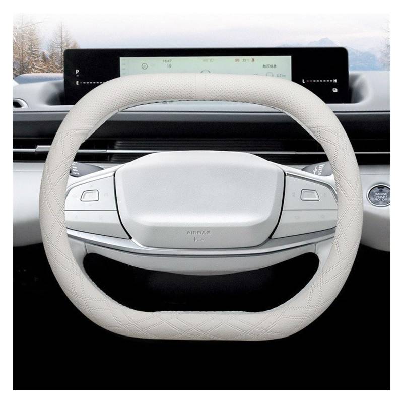 Lenkradschutz Autozubehör Für Changan Für Qiyuan Für A05 Für A07 Für Q05 2023 2024 Geflochtenes Lenkrad Wildleder Auto Lenkradbezug(White) von BeiZhengbhD