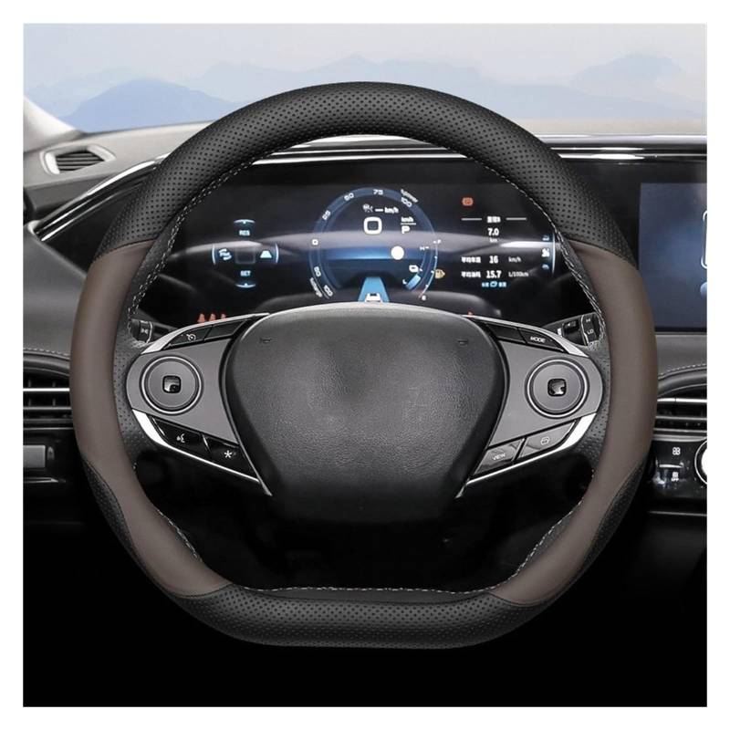 Lenkradschutz Autozubehör Für Dongfeng Für Aeolus Für Haohan Für Haoji 2022 2023 2024 37-38CM Geflochtene Lenkrad-Handstange Auto-Lenkradabdeckung(Black Brown D-Type) von BeiZhengbhD