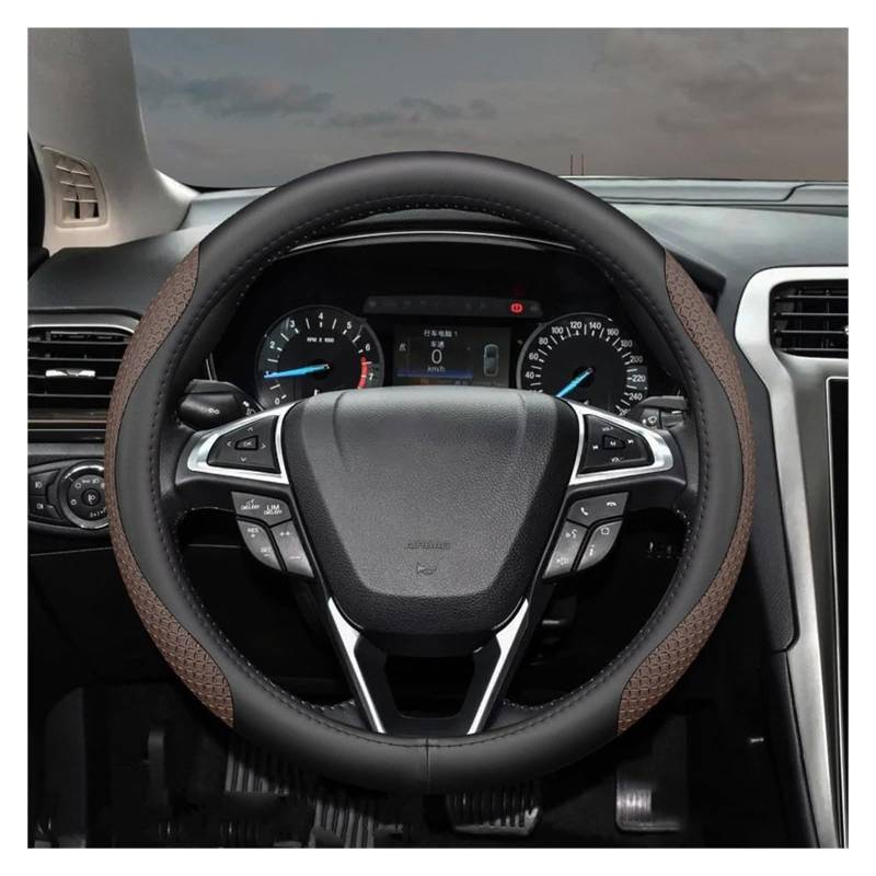 Lenkradschutz Autozubehör Für Ford Für Mondeo Für Fusion Für Evos 2022 2023 2024 Autolenkradabdeckung Geflecht Auf Lenkradhandstange(Black Brown O-Type) von BeiZhengbhD