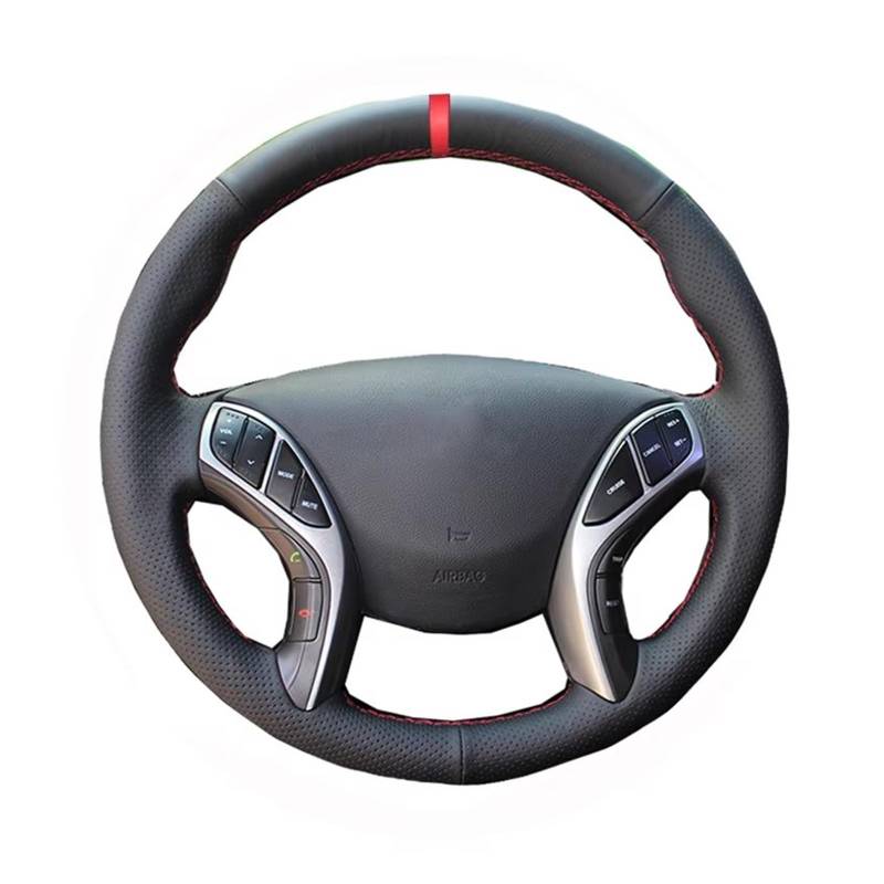 Lenkradschutz Autozubehör Für Hyundai Für Azera 2012 2013 2014 2015 2016 2017 Geflecht Lenkrad Hand Nähen Auto Lenkrad Abdeckung(White Thread) von BeiZhengbhD