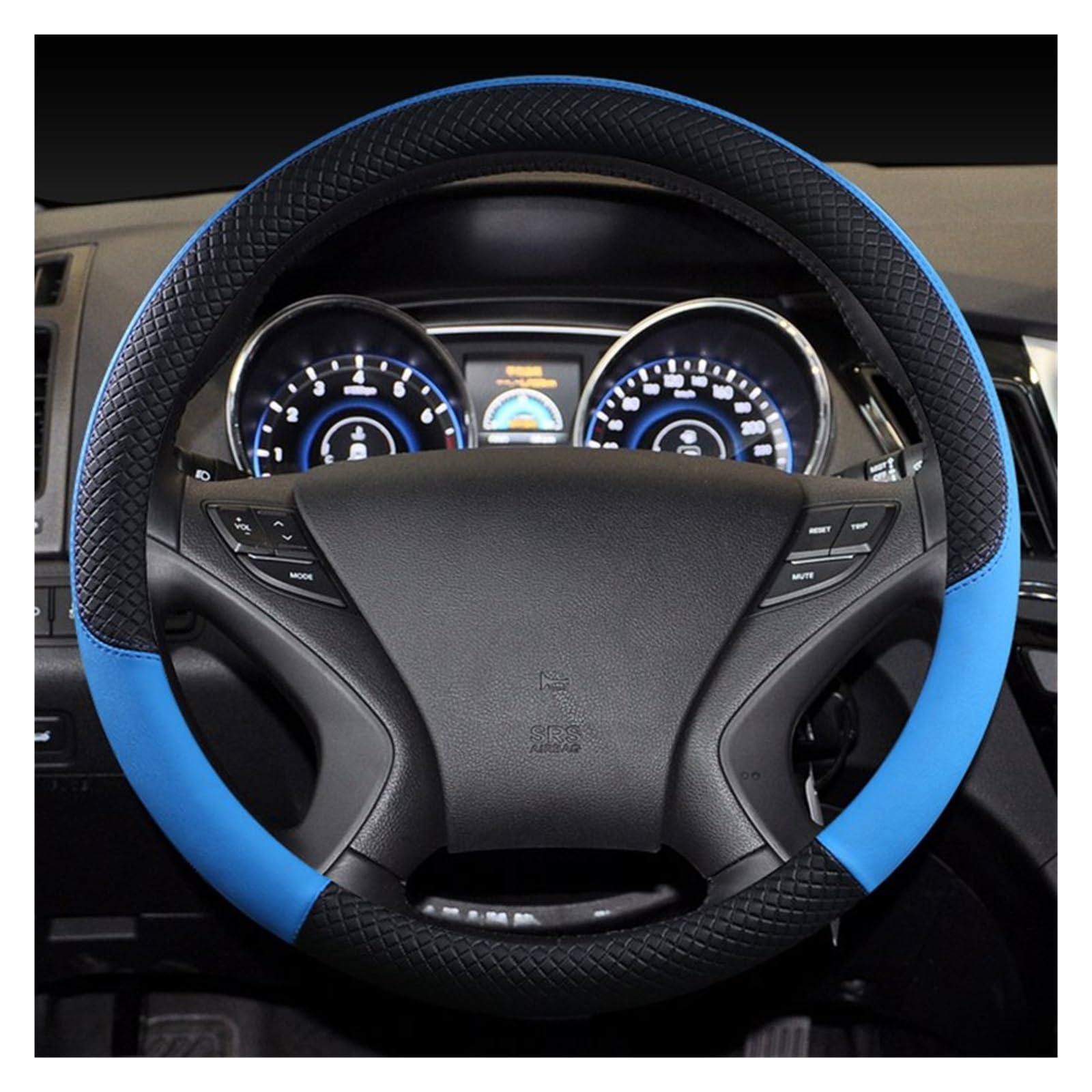 Lenkradschutz Autozubehör Für Hyundai Für Tucson Für Ix35 Für Elantra Für Santa 2004-2020 Autolenkradabdeckung Leder Anti-Rutsch-Autozubehör(Blue) von BeiZhengbhD