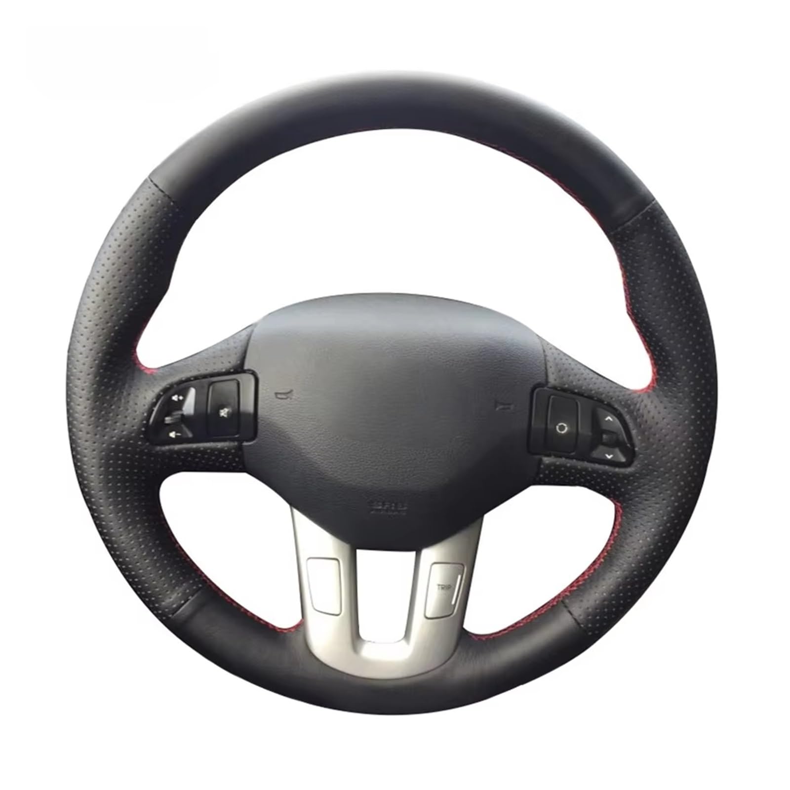 Lenkradschutz Autozubehör Für Kia Für Sportage Für 3. 2011-2014 Für Kia Für Ceed 2010 Handgenähte Autolenkradbezüge Aus Leder(Red Thread) von BeiZhengbhD