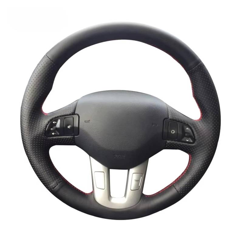 Lenkradschutz Autozubehör Für Kia Für Sportage Für 3. 2011-2014 Für Kia Für Ceed 2010 Handgenähte Autolenkradbezüge Aus Leder(Red Thread) von BeiZhengbhD
