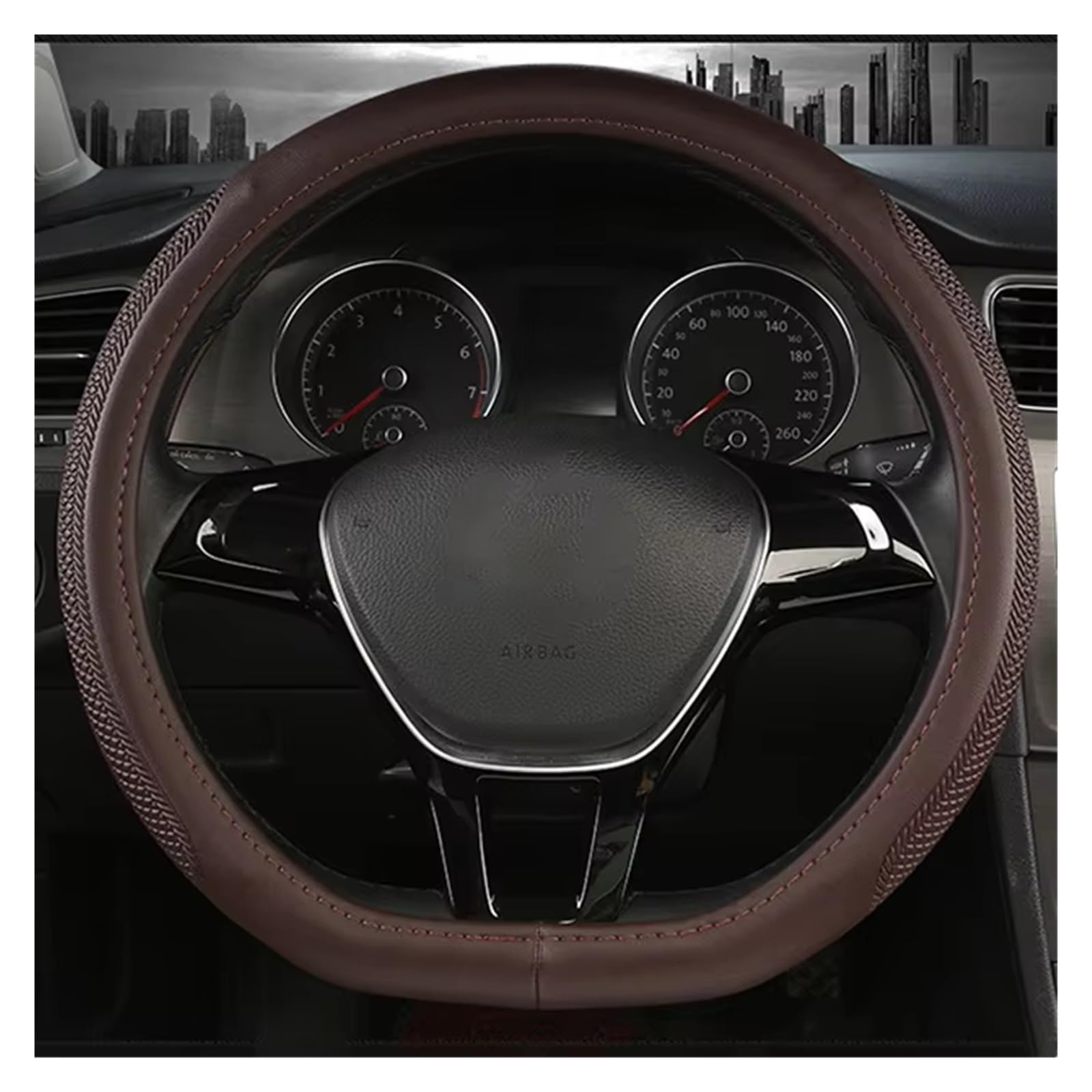 Lenkradschutz Autozubehör Für OMODA Für C5 Für S5 2022 2023 2024 rutschfeste D-Form Auto-Lenkradabdeckung Wrap(Coffee) von BeiZhengbhD