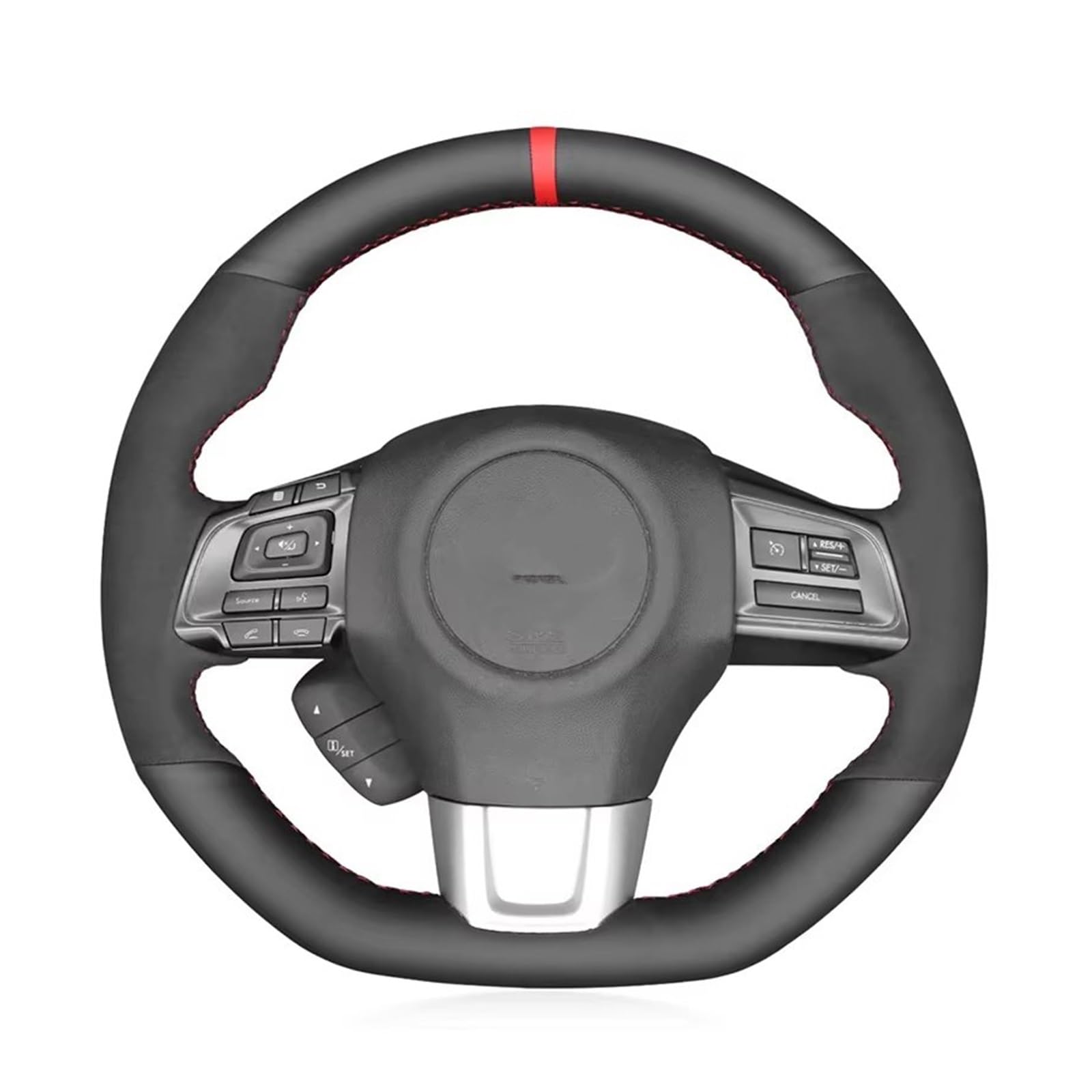 Lenkradschutz Autozubehör Für Subaru Für WRX Für STI Für Levorg 2015 2016 2017 2018 2019 Handgenähte Schwarze Wildleder-Lenkradabdeckung(Gray Thread) von BeiZhengbhD