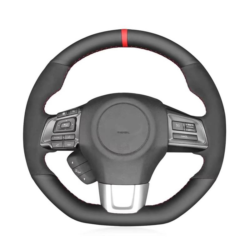 Lenkradschutz Autozubehör Für Subaru Für WRX Für STI Für Levorg 2015 2016 2017 2018 2019 Handgenähte Schwarze Wildleder-Lenkradabdeckung(Gray Thread) von BeiZhengbhD