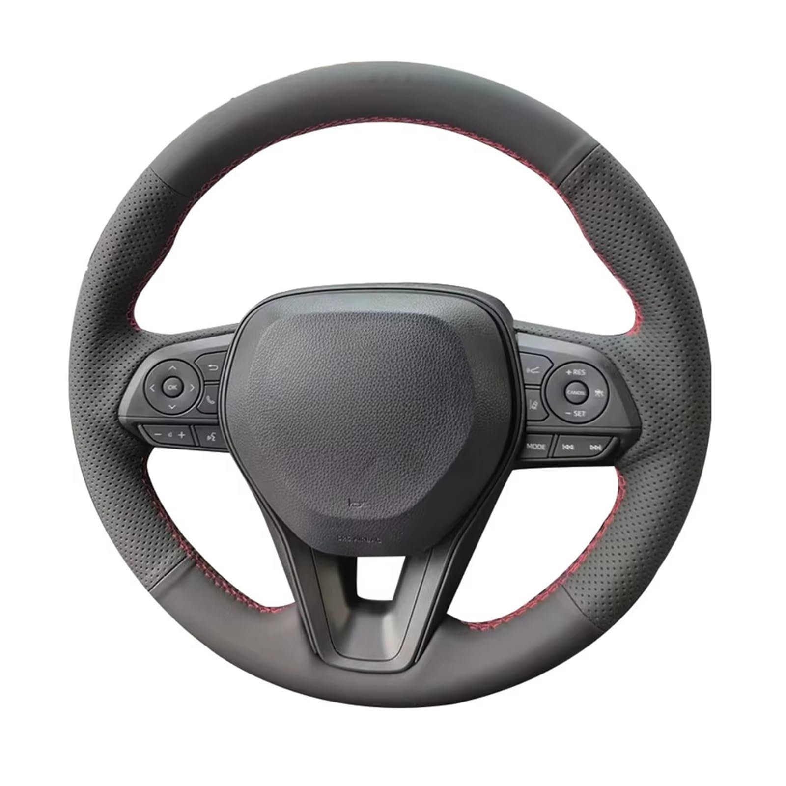 Lenkradschutz Autozubehör Für Toyota Für Corolla Für RAV4 Für Avalon Für Crown 2019 Für Camry 2018 Schwarze Kunstleder-Lenkradabdeckung(Red Thread) von BeiZhengbhD