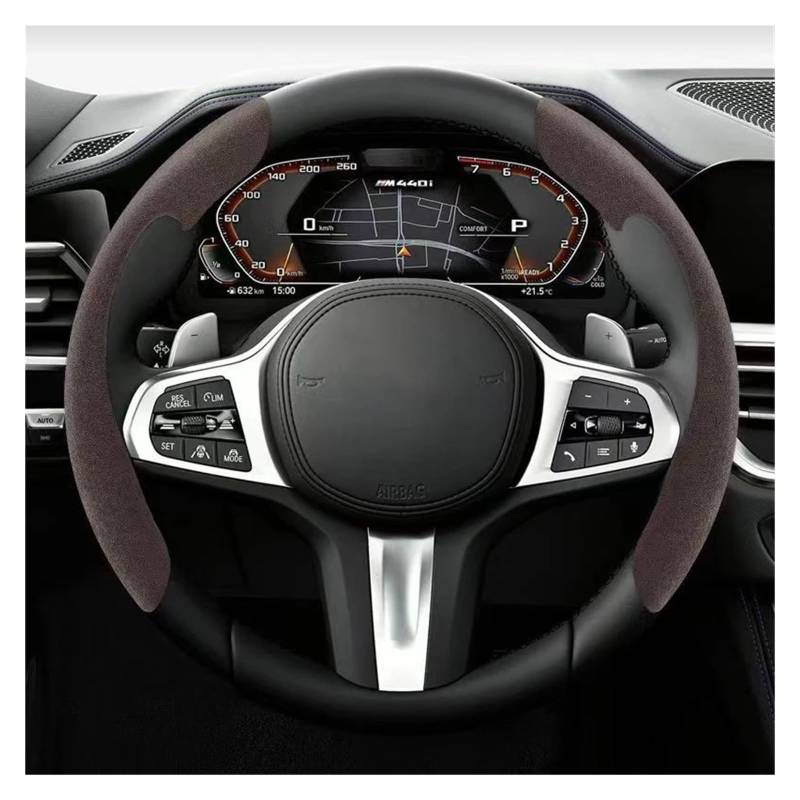 Lenkradschutz Autozubehör Für Xpeng Für Xiaopeng Für P5 Für P7 Für G3 Für G3i Für G9 Wildleder Leder Auto Lenkrad Abdeckung(Brown) von BeiZhengbhD