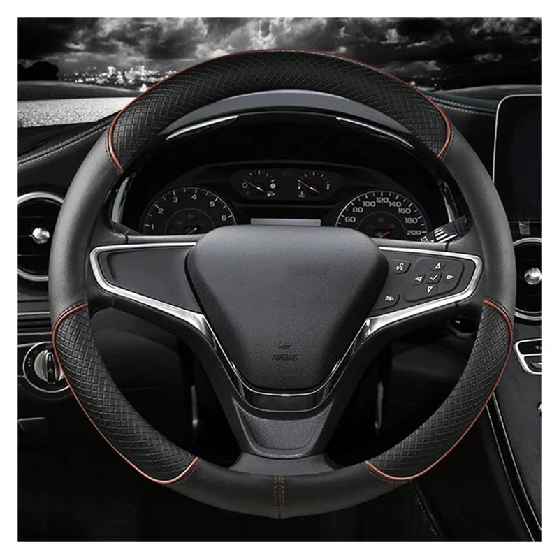 Lenkradschutz Autozubehör Universal Für 37-38 cm Auto Lenkrad Abdeckung Durable Leder Abdeckung Anti-Rutsch Adern Design(Black Coffee) von BeiZhengbhD