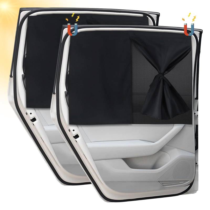 2 Stück Sonnenschutz Auto Baby, Magnetisch Doppelschicht Autofenster Sonnenschutz Kinder, Auto Vorhang UV Schutz, Sonnenblende Auto Kinder fit 99% Autos, Privatsphäre Für Ihre Familie von Beibeijia