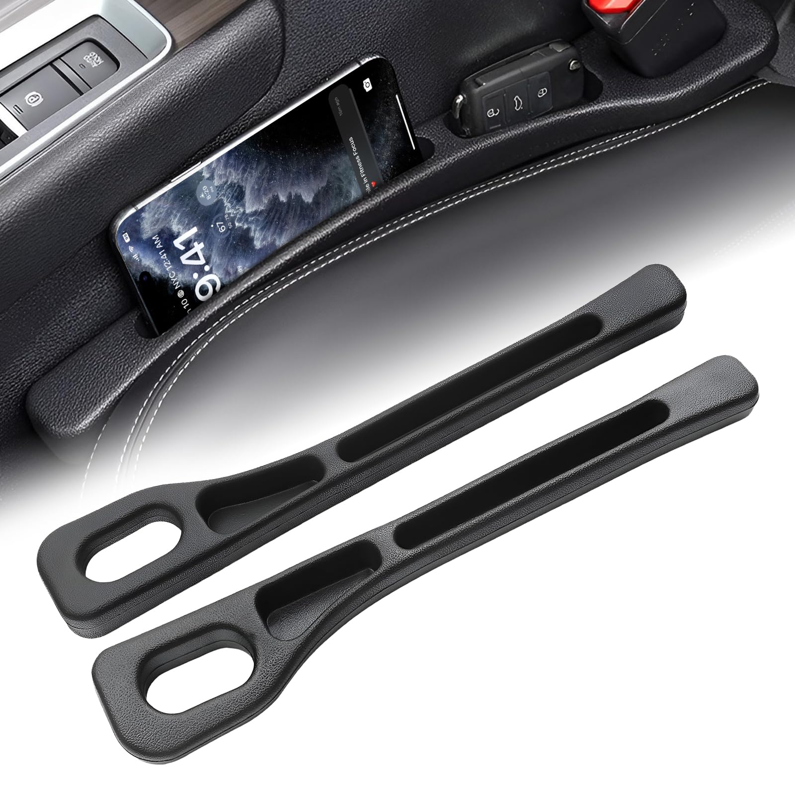Autositz Lückenfüller, 2er Set Aufbewahrungsbox für Autositze, Autositz Spaltfüller, Autositz Gap Stopper, Verhinderung des Herunterfallens von Gegenständen für Die Meisten Modelle von Autos (Black) Autositz Lückenfüller, 2er Set Aufbewahrungsbox für Autositze, Autositz Spaltfüller, Autositz Gap Stopper, Verhinderung des Herunterfallens von Gegenständen für Die Meisten Modelle von Autos (Black) von Beibeijia