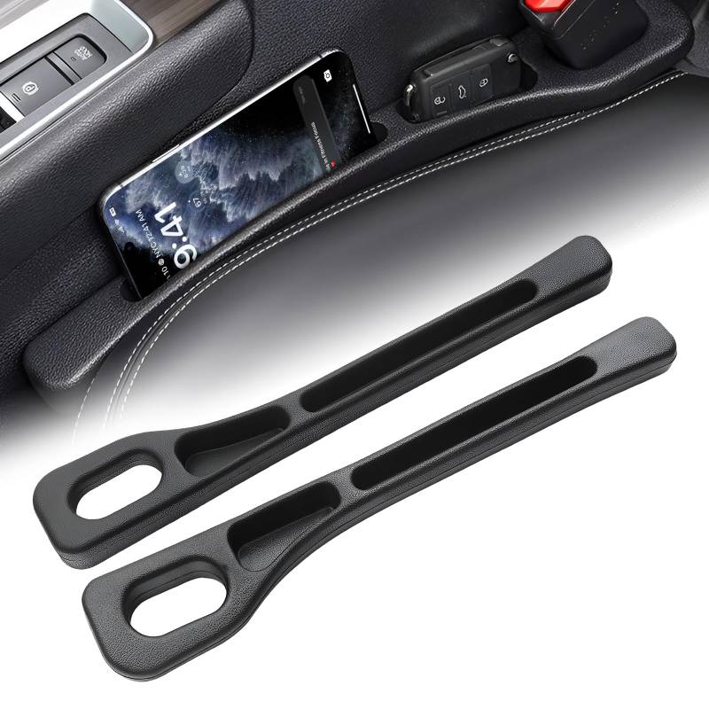 Autositz Lückenfüller, 2er Set Aufbewahrungsbox für Autositze, Autositz Spaltfüller, Autositz Gap Stopper, Verhinderung des Herunterfallens von Gegenständen für Die Meisten Modelle von Autos (Black) von Beibeijia