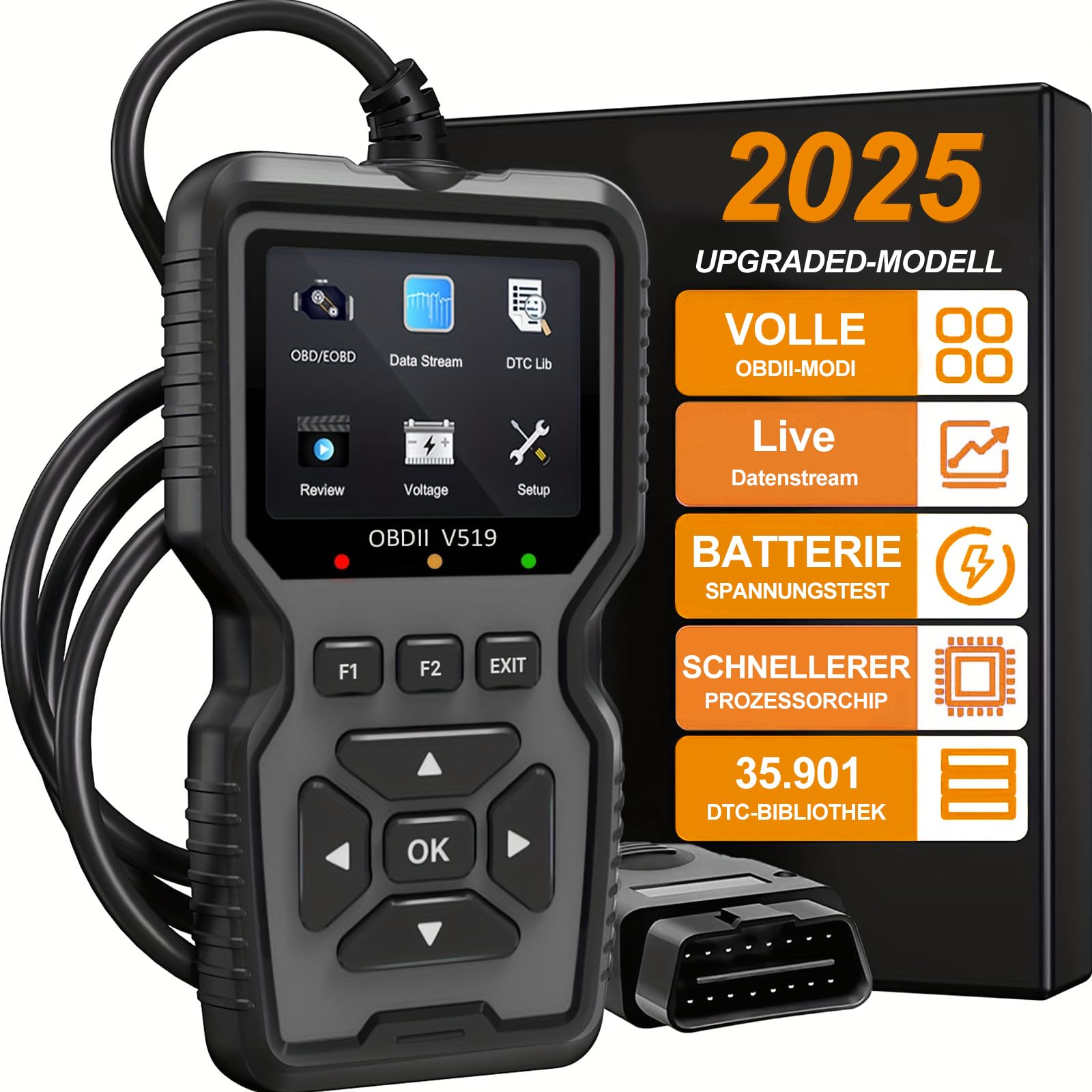 OBD2 Diagnosegerät Auto OBD-II Diagnosewerkzeuge mit Live Daten,Modus 6/8 & I/M Bereitschaft Fehlerauslesegerät Lesegerät KFZ Diagnosegerät für Alle Fahrzeuge Auslesegerät nach 1996, 2025 Aktualisiert OBD2 Diagnosegerät Auto OBD-II Diagnosewerkzeuge mit Live Daten,Modus 6/8 & I/M Bereitschaft Fehlerauslesegerät Lesegerät KFZ Diagnosegerät für Alle Fahrzeuge Auslesegerät nach 1996, 2025 Aktualisiert von Beizkna