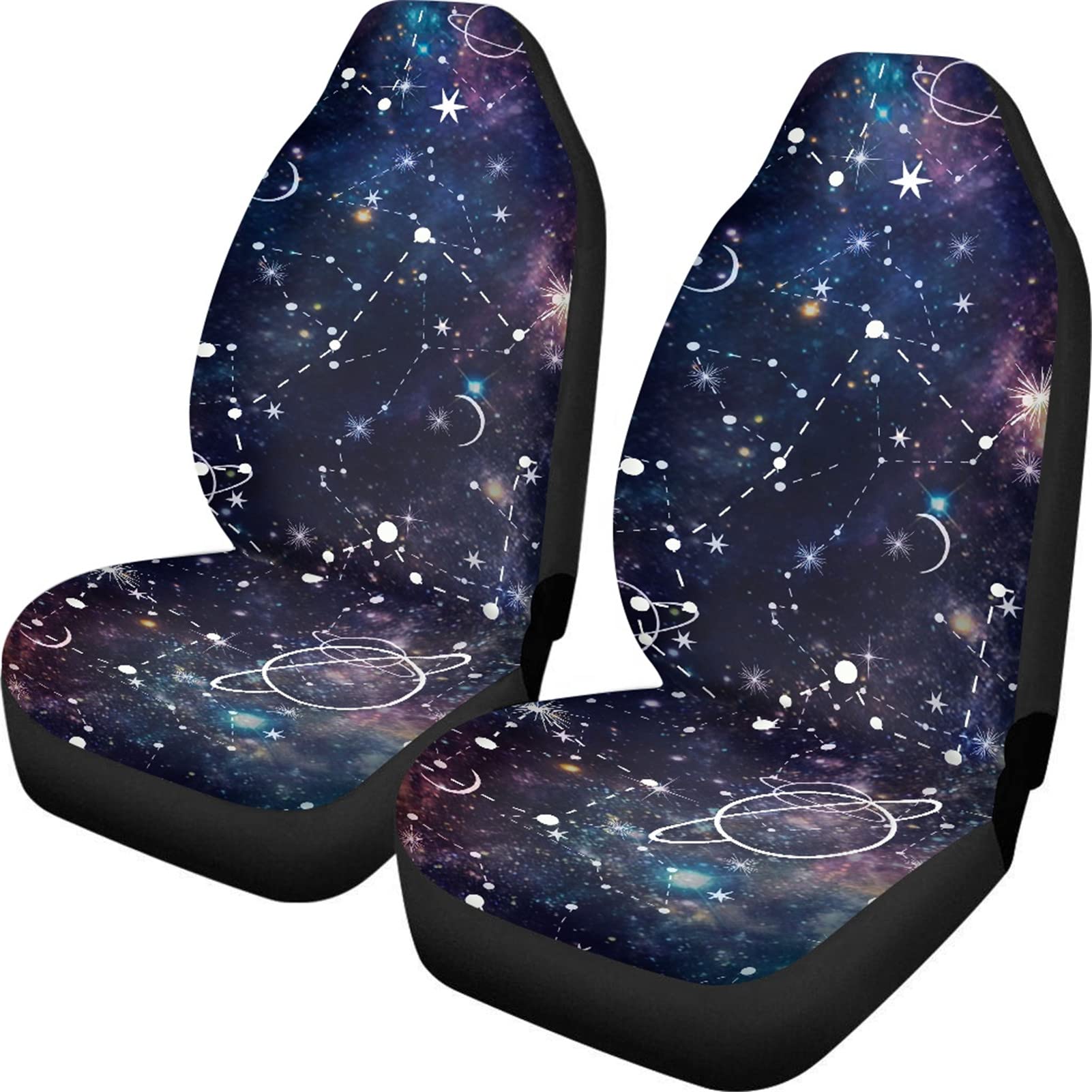 Belidome Sternbild Galaxy Autositzbezüge, 2 Stück, Autoschoner, universal, langlebig, rutschfest, Planet Universum von Belidome