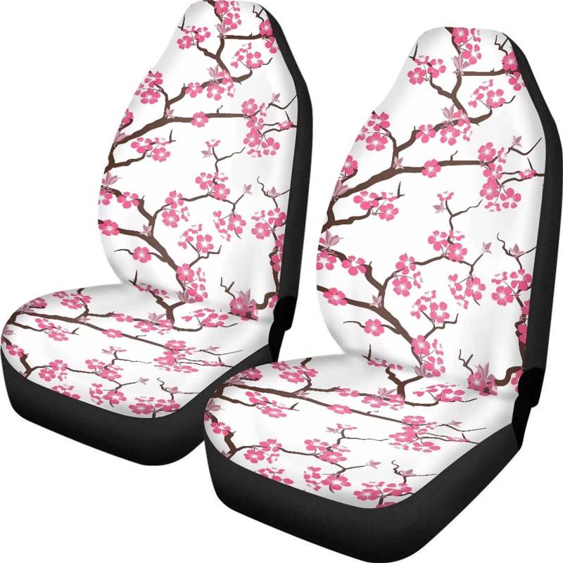 Belidome Autositzbezüge mit Kirschblüten-Motiv für Damen und Herren, universelle Auto-Vordersitz-Dekoration von Belidome