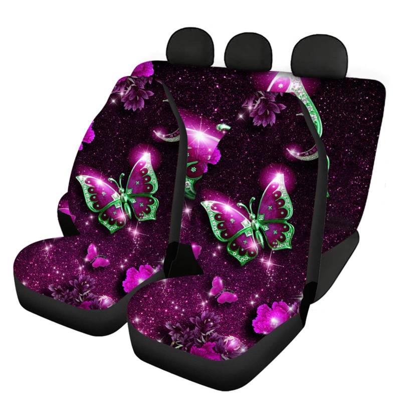 Belidome Autositzbezüge mit Schmetterlings-Motiv, für den Fahrzeuginnenraum, schmutzig und weich, Violett von Belidome