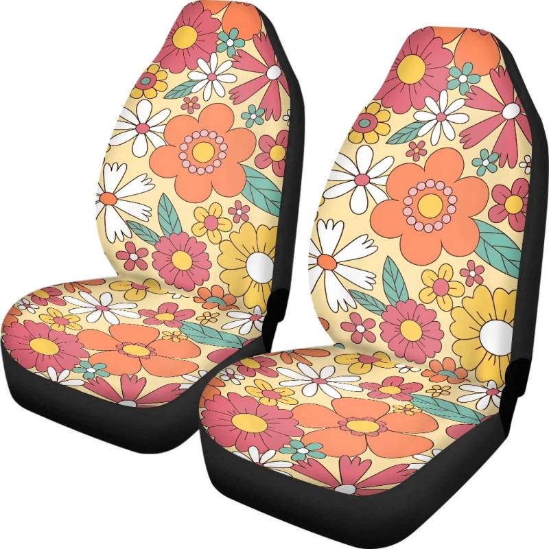 Belidome Bunte Blumen Hippie Sitzbezüge Fahrzeug Eimer Sitzschutz Kissen Pads, Einheitsgröße von Belidome
