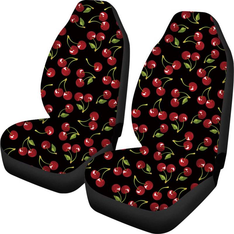Belidome Autositzbezüge Kirschen für Damen und Herren, universelle Stretch-Autositzkissen von Belidome