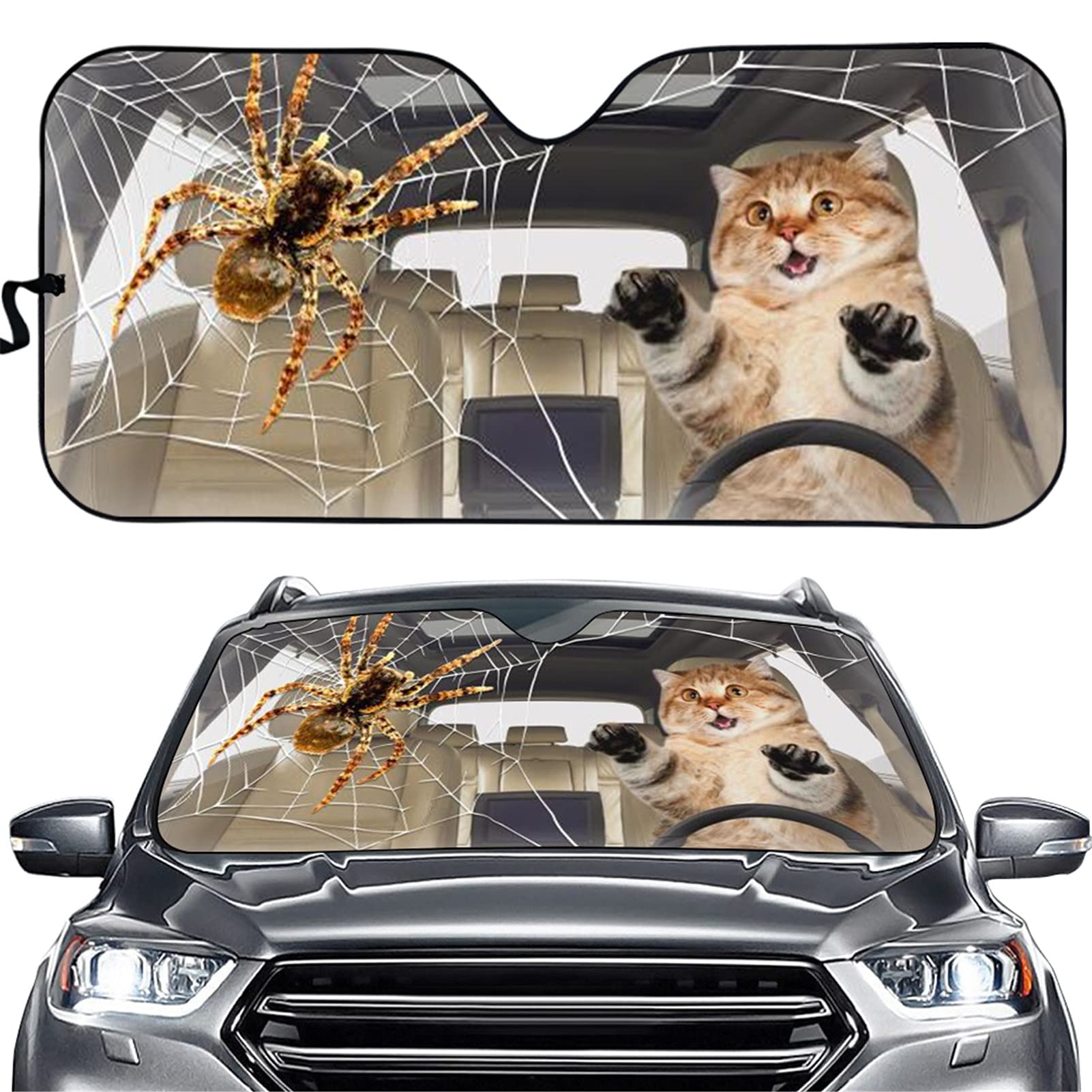 Belidome Katze Spinne Tier Auto Sonnenschutz für Damen Herren Universal Faltbare Sonnenblende Belidome Katze Spinne Tier Auto Sonnenschutz für Damen Herren Universal Faltbare Sonnenblende von Belidome