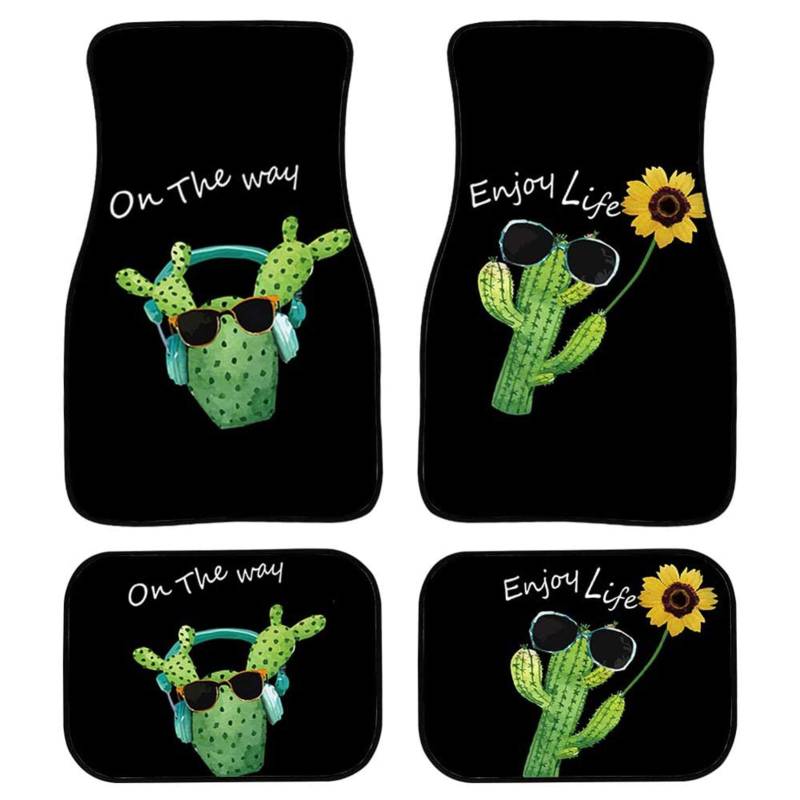 Belidome Lustige Kaktus-Fußmatten, Auto-Zubehör-Set, universell, rutschfest, für unterwegs, genießen Sie das Leben von Belidome