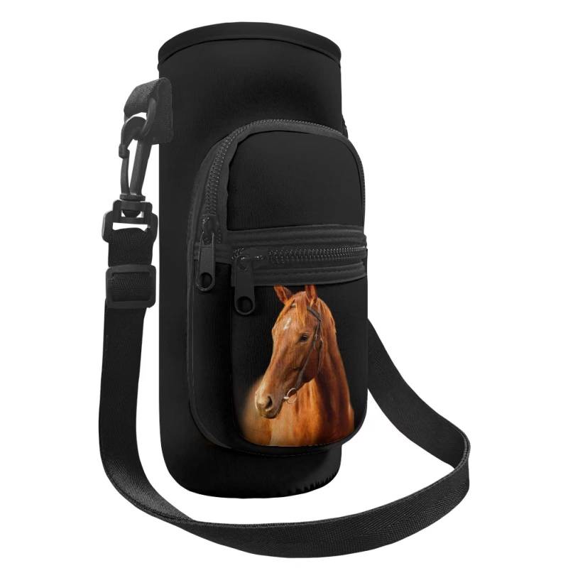 Belidome Pferde-Tasche für Mädchen, Wasserflaschenhalter, Tragetasche mit 2 Taschen, Neopren, Kühltasche, 500 ml von Belidome