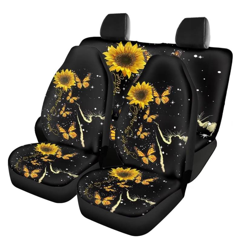 Belidome Sonnenblume Schmetterling Marmor Sitzbezüge Universal Fit für Auto LKW SUV Van von Belidome