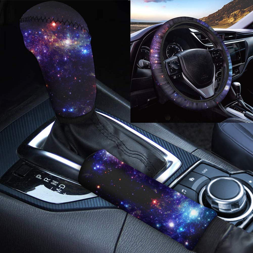 Belidome Stylisches blaues Galaxie-Design Auto-Handbremsenabdeckung + Lenkradpolster + Schaltschutz passend für die meisten Fahrzeug-Limousinen Belidome Stylisches blaues Galaxie-Design Auto-Handbremsenabdeckung + Lenkradpolster + Schaltschutz passend für die meisten Fahrzeug-Limousinen von Belidome