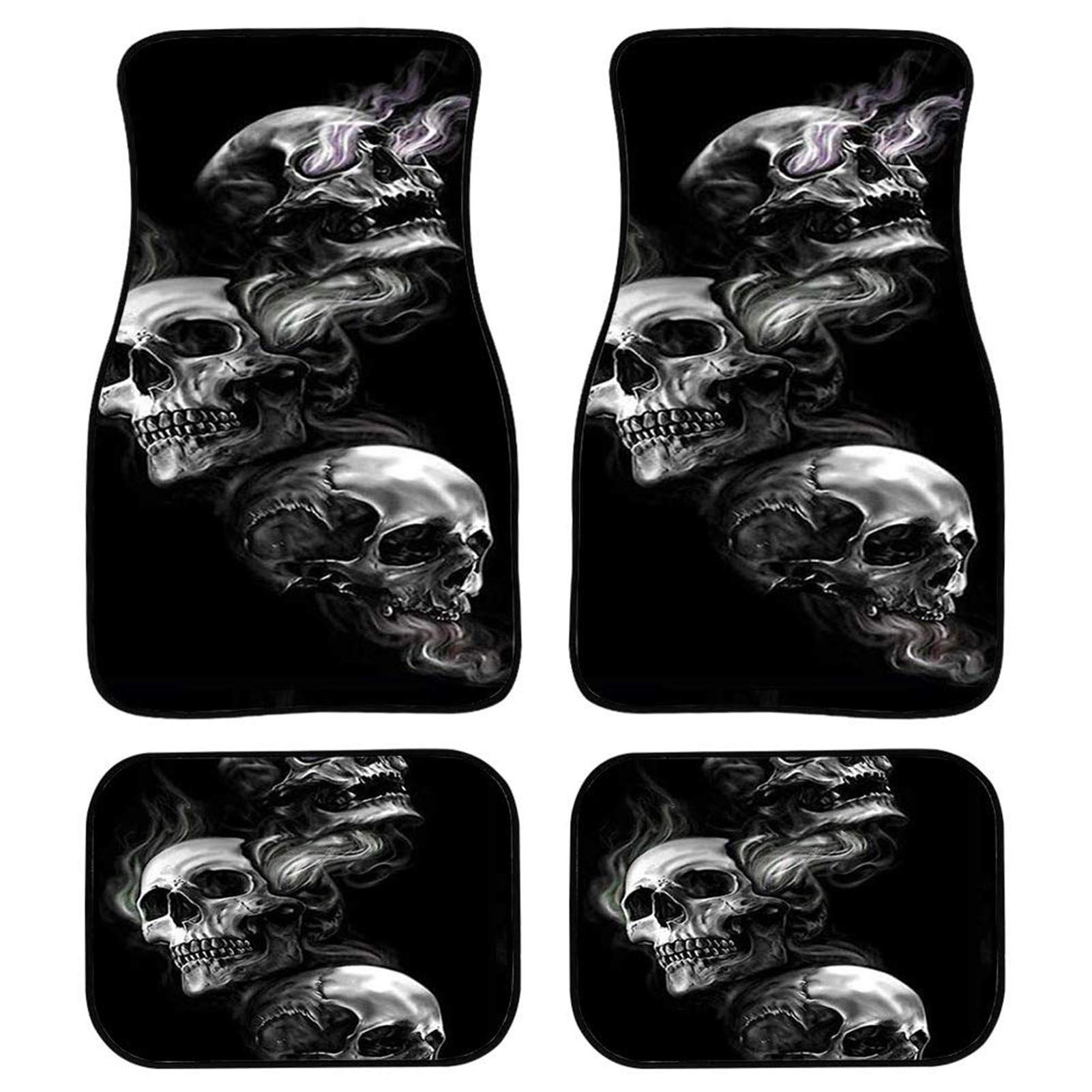 Belidome Totenkopf-Fußmatten für Auto, universelles Autozubehör, rutschfest, waschbar, langlebig, universal, 4 Stück Belidome Totenkopf-Fußmatten für Auto, universelles Autozubehör, rutschfest, waschbar, langlebig, universal, 4 Stück von Belidome